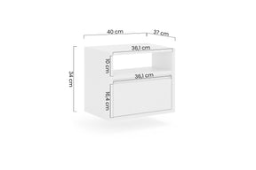 Comodino sospeso 1 cassetto in legno laminato Enha 40 x 37 cm