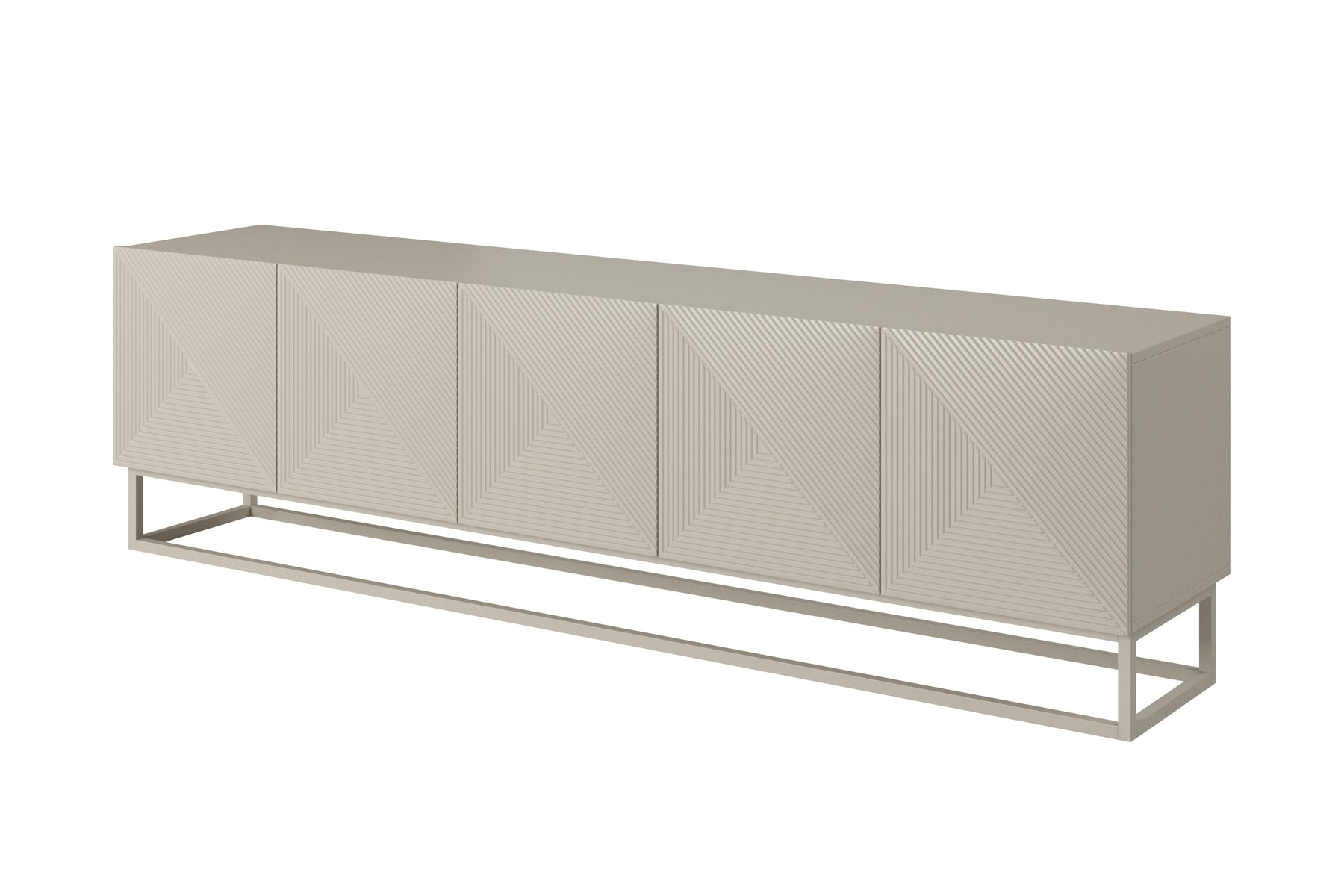 Mobile TV 5 ante in legno laminato con piede in metallo Asha 200 x 40 cm