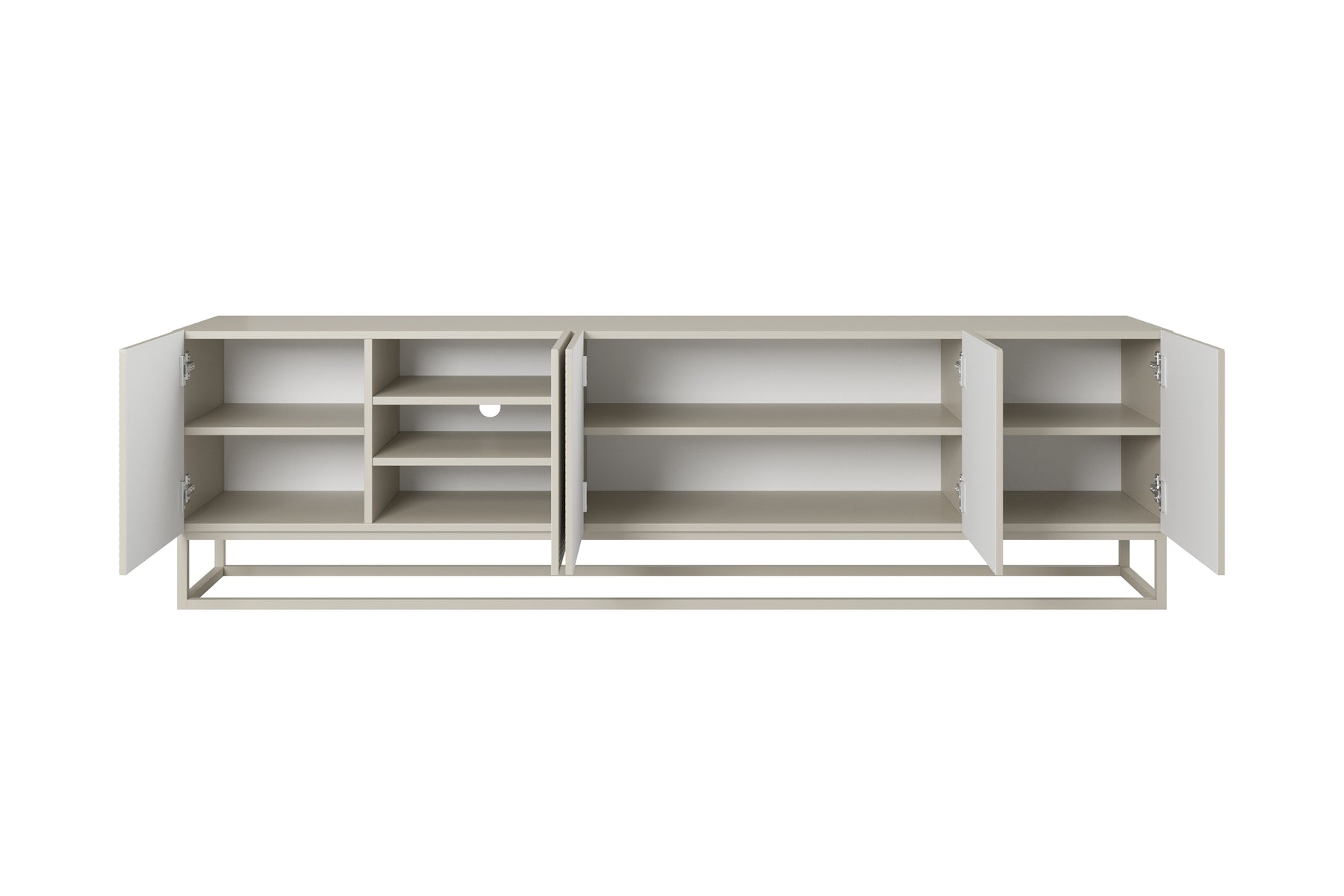 Mobile TV 5 ante in legno laminato con piede in metallo Asha 200 x 40 cm