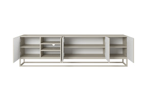 Mobile TV 5 ante in legno laminato con piede in metallo Asha 200 x 40 cm