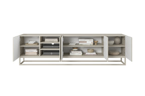 Mobile TV 5 ante in legno laminato con piede in metallo Asha 200 x 40 cm