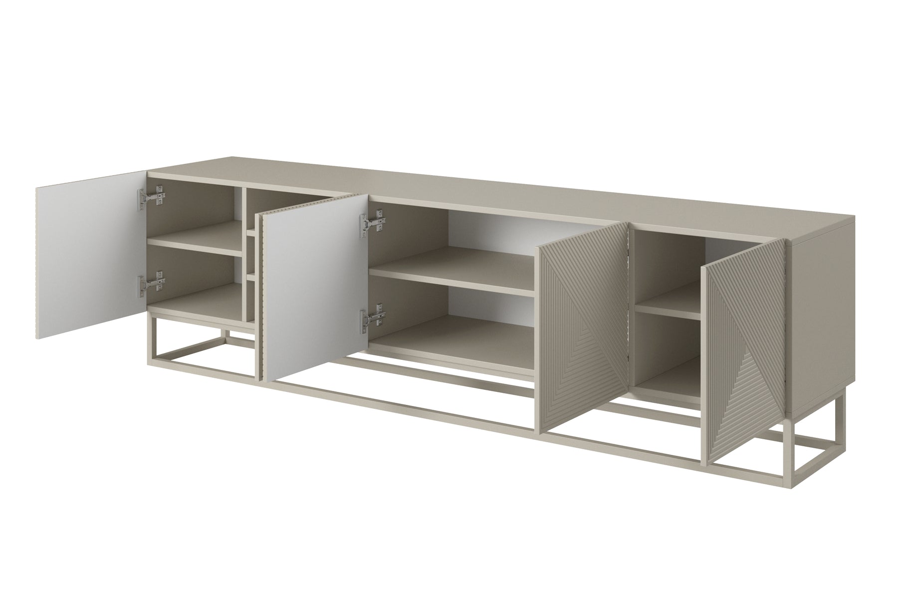 Mobile TV 5 ante in legno laminato con piede in metallo Asha 200 x 40 cm