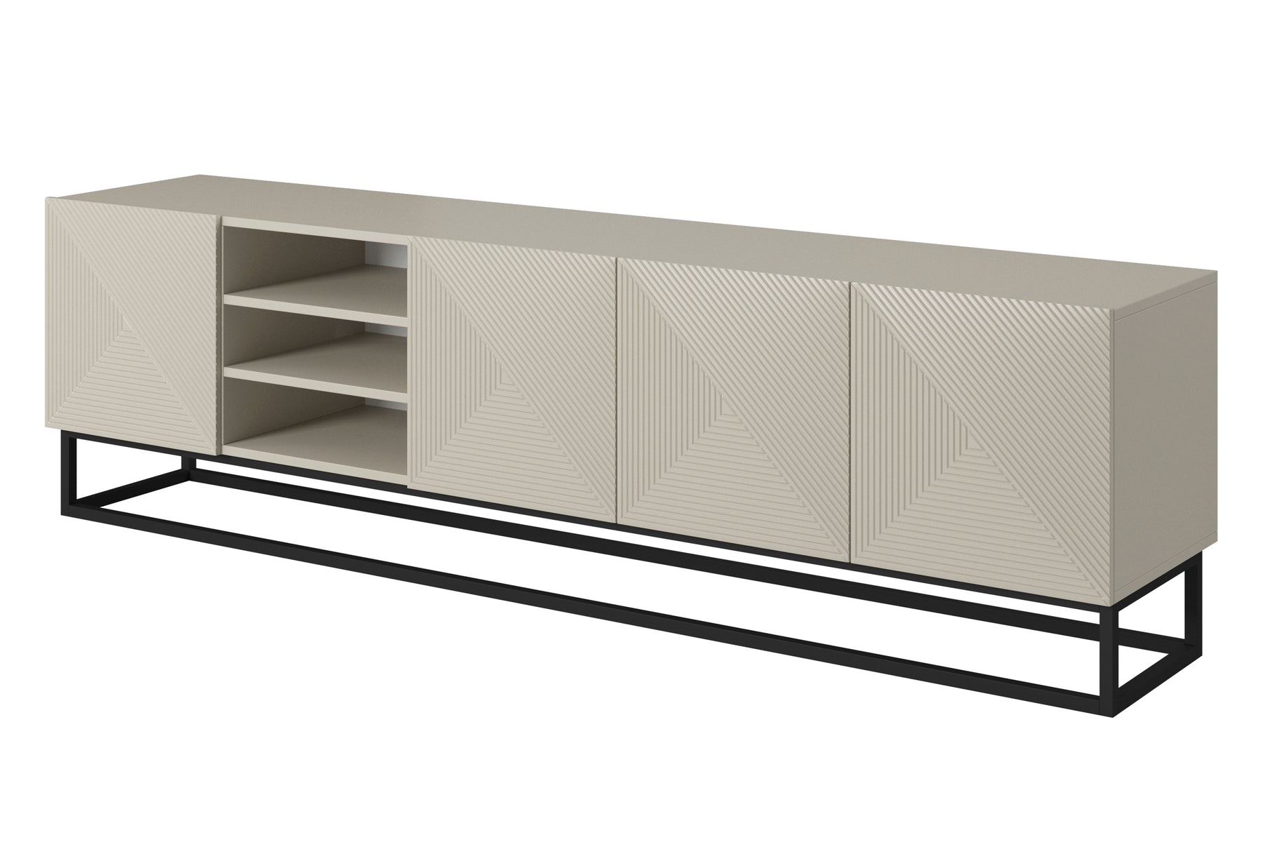 Mobile TV 4 ante in legno laminato con piede in metallo Asha 200x56 cm