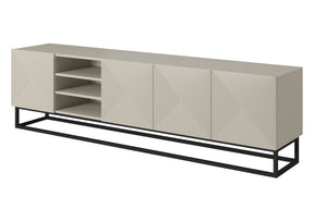 Mobile TV 4 ante in legno laminato con piede in metallo Asha 200x56 cm