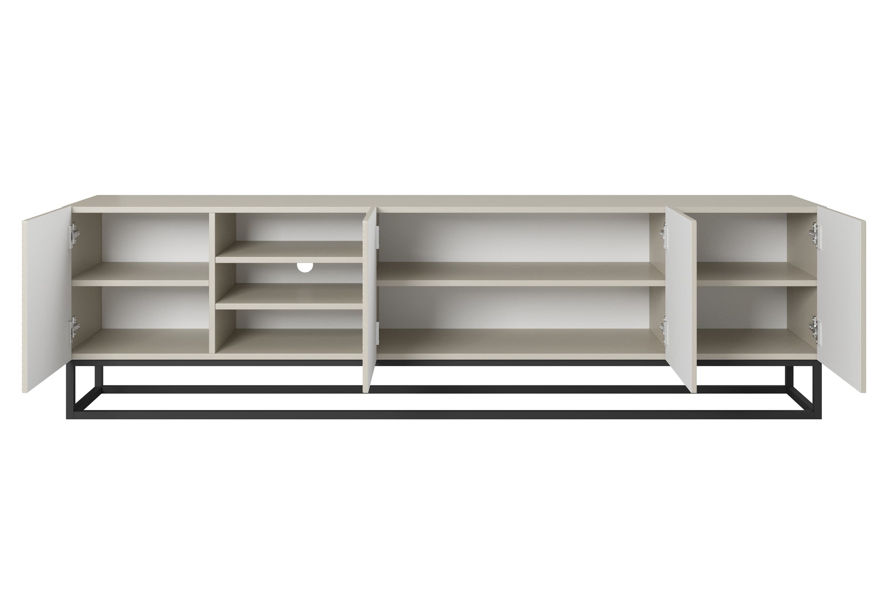 Mobile TV 4 ante in legno laminato con piede in metallo Asha 200x56 cm