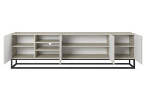 Mobile TV 4 ante in legno laminato con piede in metallo Asha 200x56 cm