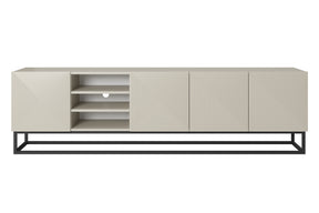 Mobile TV 4 ante in legno laminato con piede in metallo Asha 200x56 cm