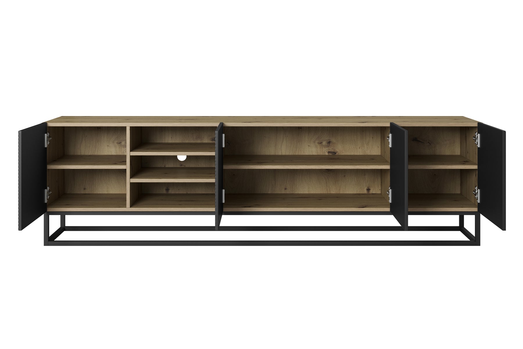 Mobile TV 4 ante in legno laminato con piede in metallo Asha 200x56 cm