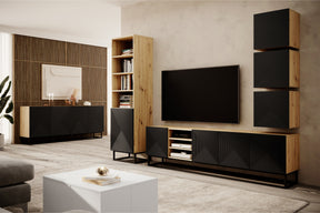 Mobile TV 4 ante in legno laminato con piede in metallo Asha 200x56 cm
