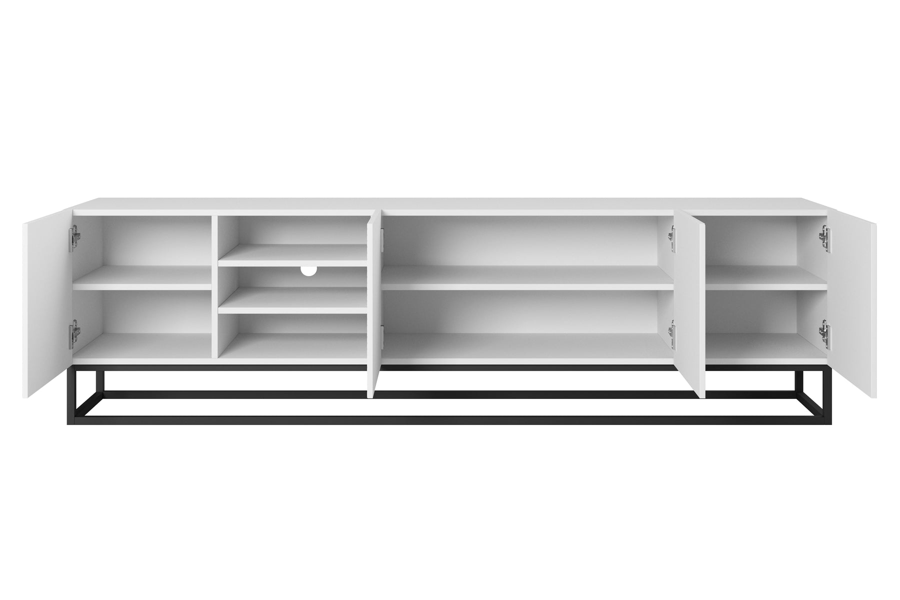 Mobile TV 4 ante in legno laminato con piede in metallo Asha 200x56 cm