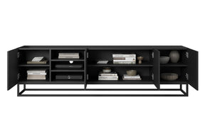 Mobile TV 4 ante in legno laminato con piede in metallo Asha 200x56 cm
