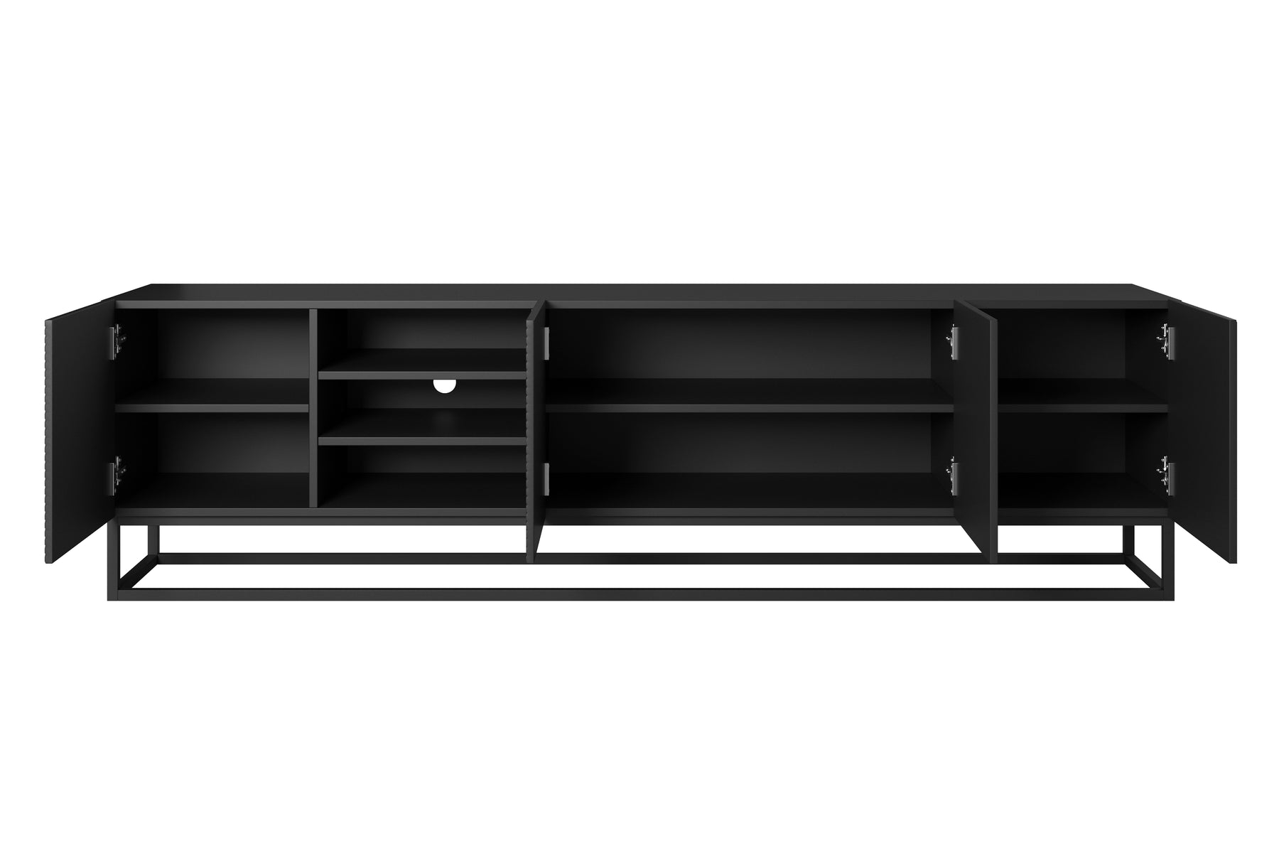 Mobile TV 4 ante in legno laminato con piede in metallo Asha 200x56 cm