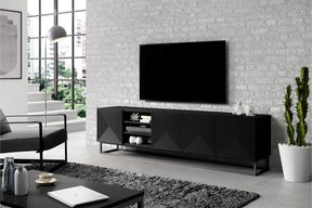 Mobile TV 4 ante in legno laminato con piede in metallo Asha 200x56 cm