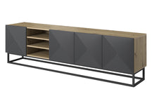 Mobile TV 4 ante in legno laminato con piede in metallo Asha 200x56 cm