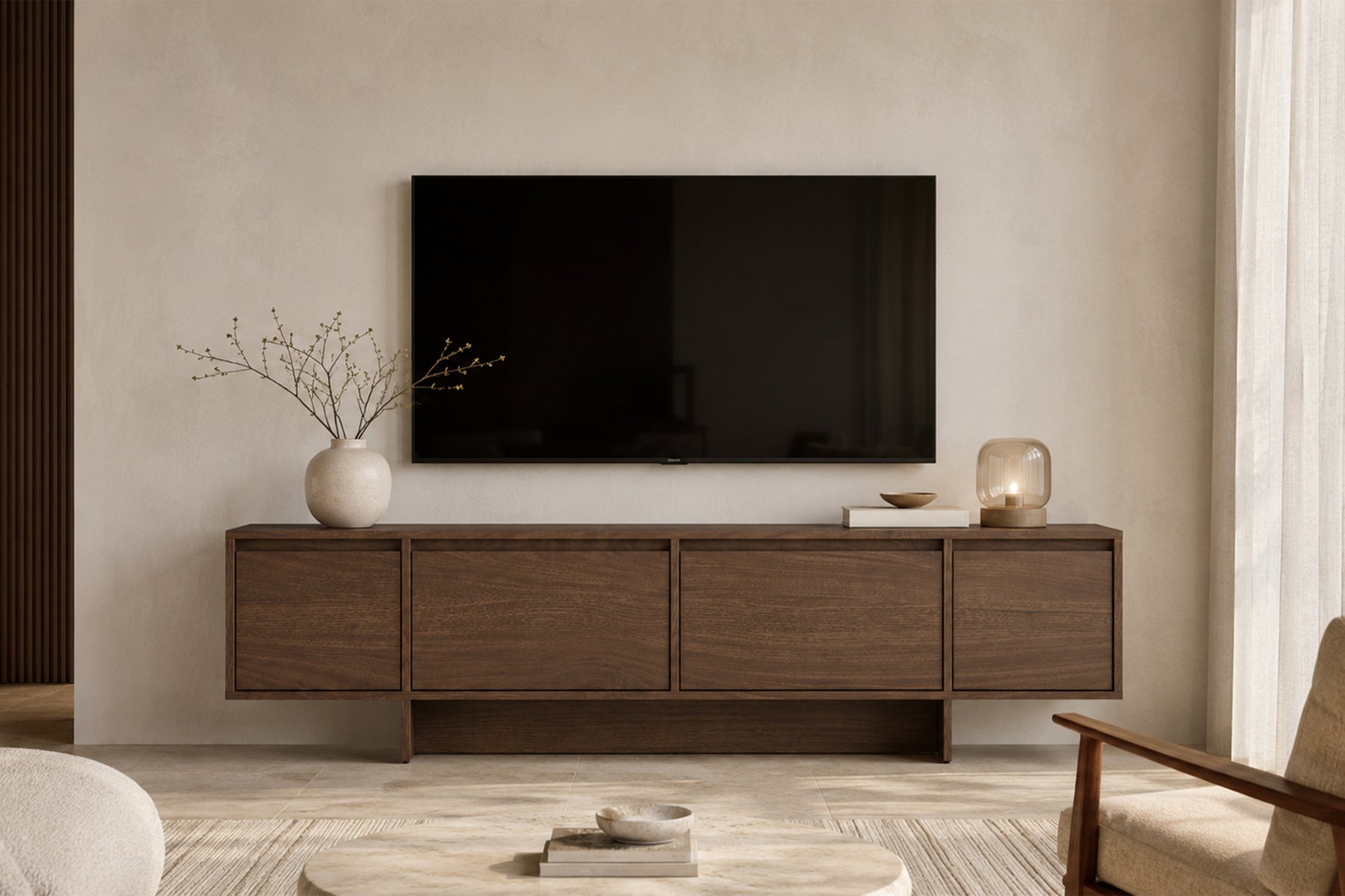 Mobile TV 4 ante in legno laminato Enha 180 x 39 cm