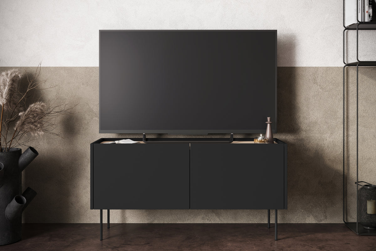 Mobile TV 2 ante 1 cassetto con piede in metallo Mars 120x60 cm