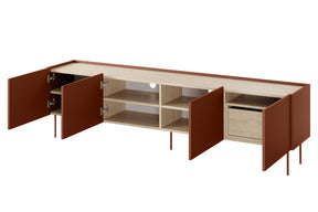 Mobile TV 4 ante 1 cassetto con piede in metallo Mars 220x60 cm
