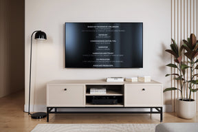 Mobile TV 2 cassetti cashmere con maniglie nere Lora 150 cm