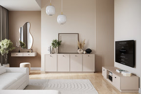 Mobile TV 2 cassetti cashmere con maniglie nere Lora 150 cm