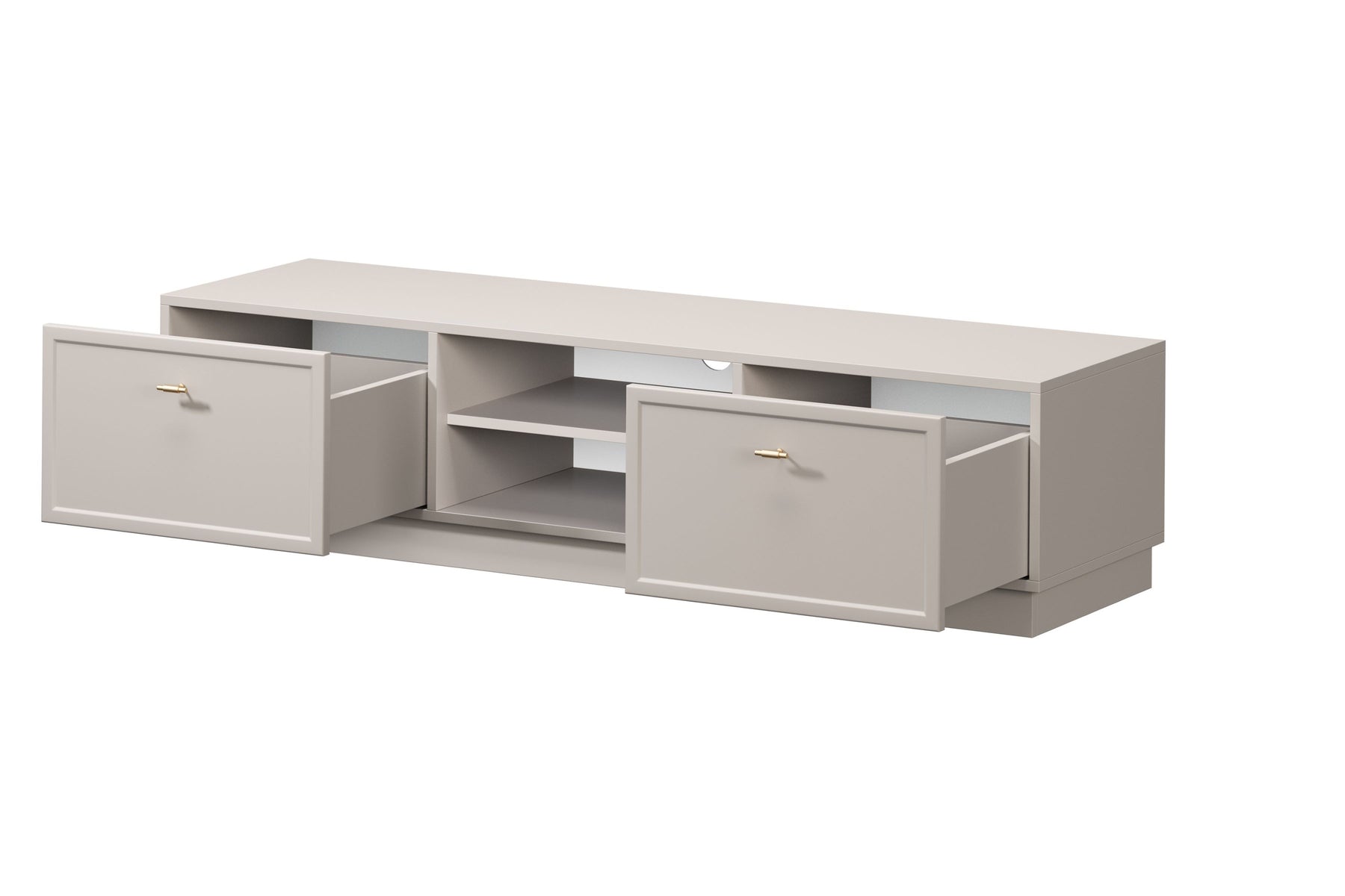 Mobile TV 2 cassetti cashmere con maniglie oro Lora 150 cm