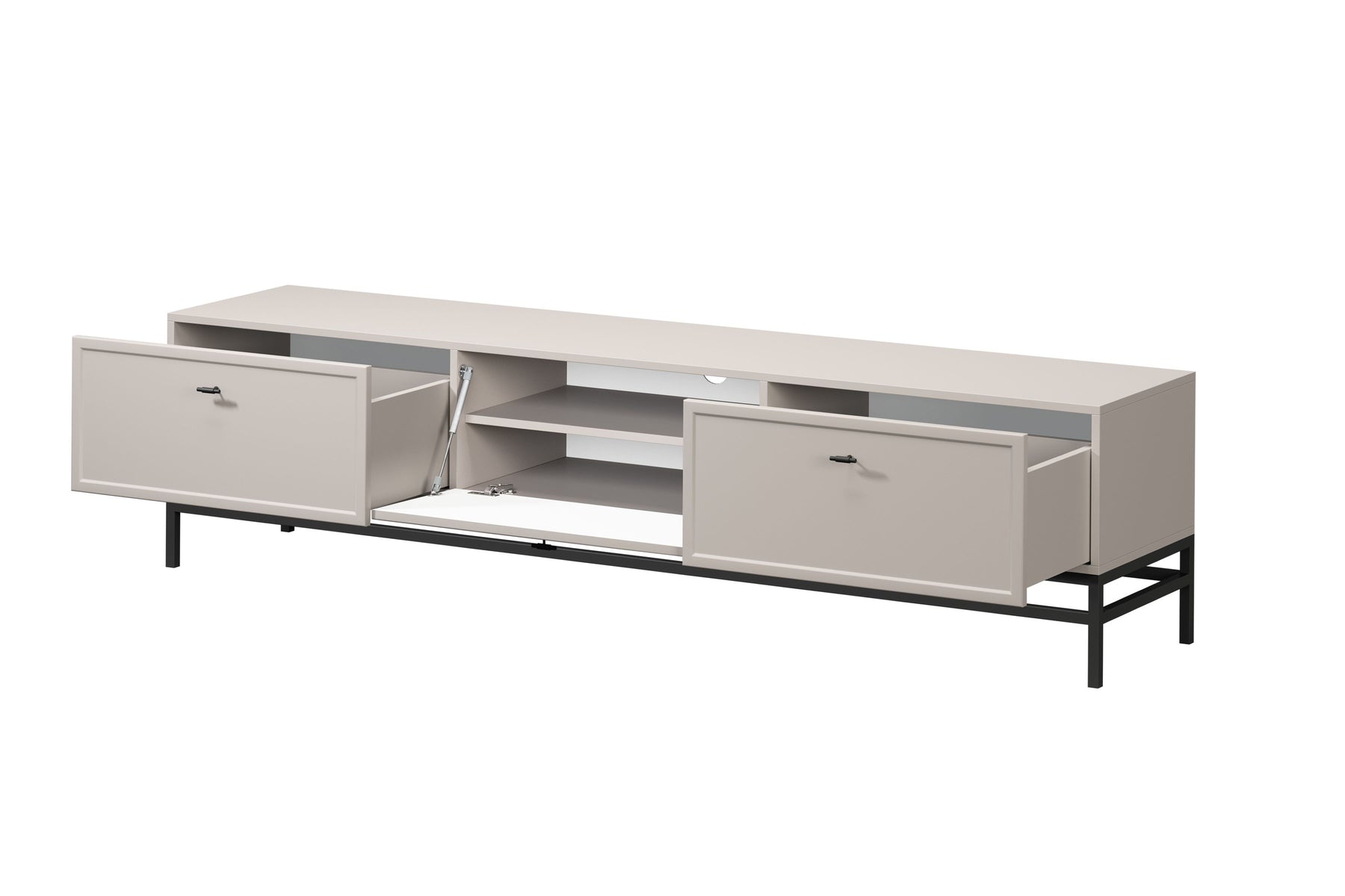 Mobile TV 1 anta 2 cassetti cashmere con maniglie nere Lora 200 cm