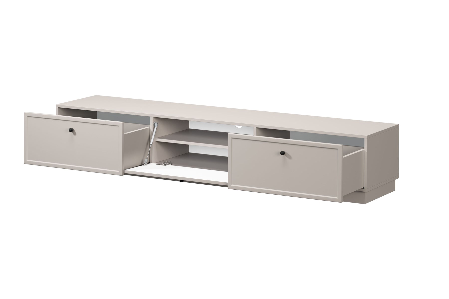 Mobile TV 1 anta 2 cassetti cashmere con maniglie nere Lora 200 cm