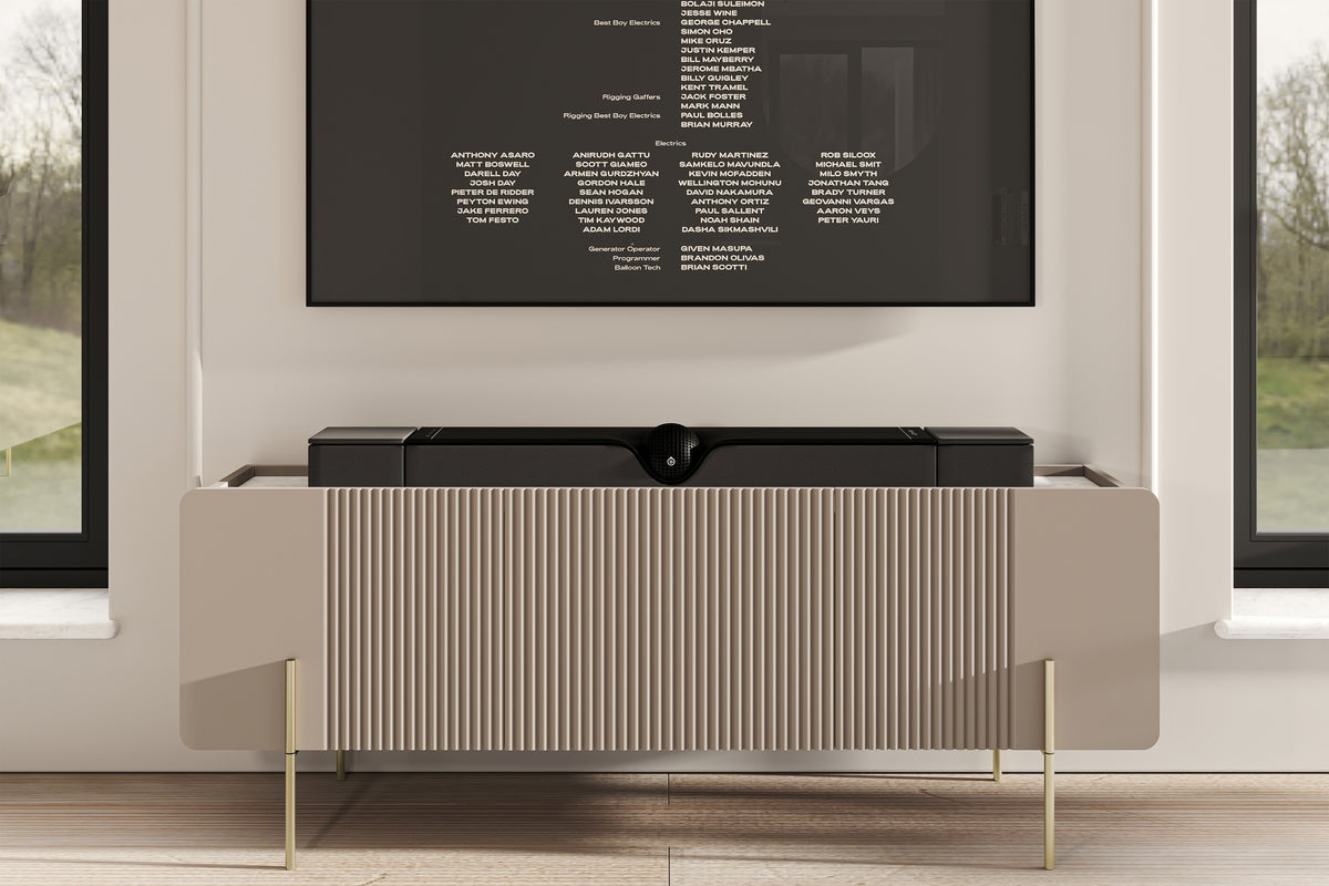 Mobile TV 2 ante 1 cassetto con piede in metallo cashmere Miami 150x57 cm