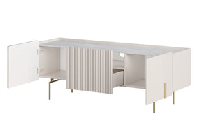 Mobile TV 2 ante 1 cassetto con piede in metallo cashmere Miami 150x57 cm