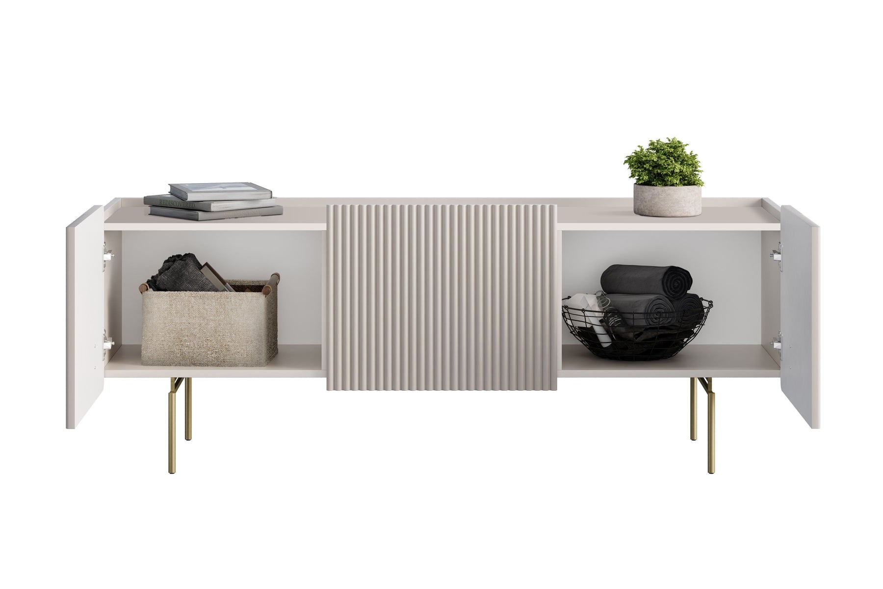 Mobile TV 2 ante 1 cassetto con piede in metallo Miami 150x57 cm