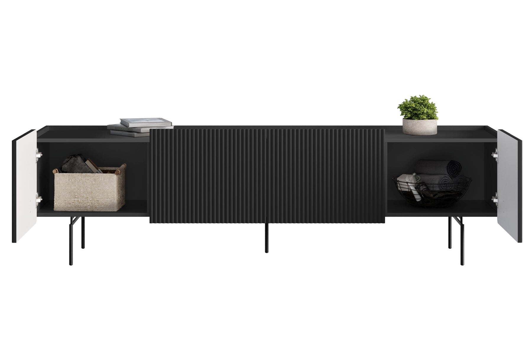 Mobile TV 2 ante 2 cassetti con piede in metallo Miami 200x57 cm