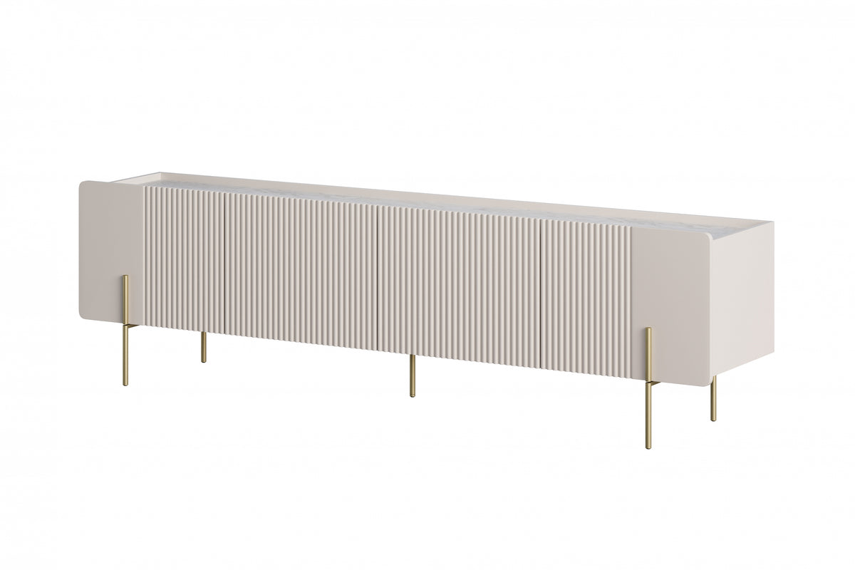 Mobile TV 2 ante 2 cassetti con piede in metallo cashmere Miami 200x57 cm
