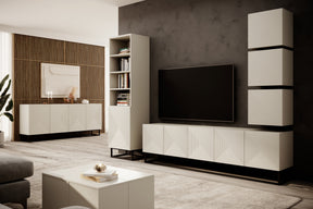 Mobile TV sospeso 5 ante in legno laminato Asha 200 x 40 cm