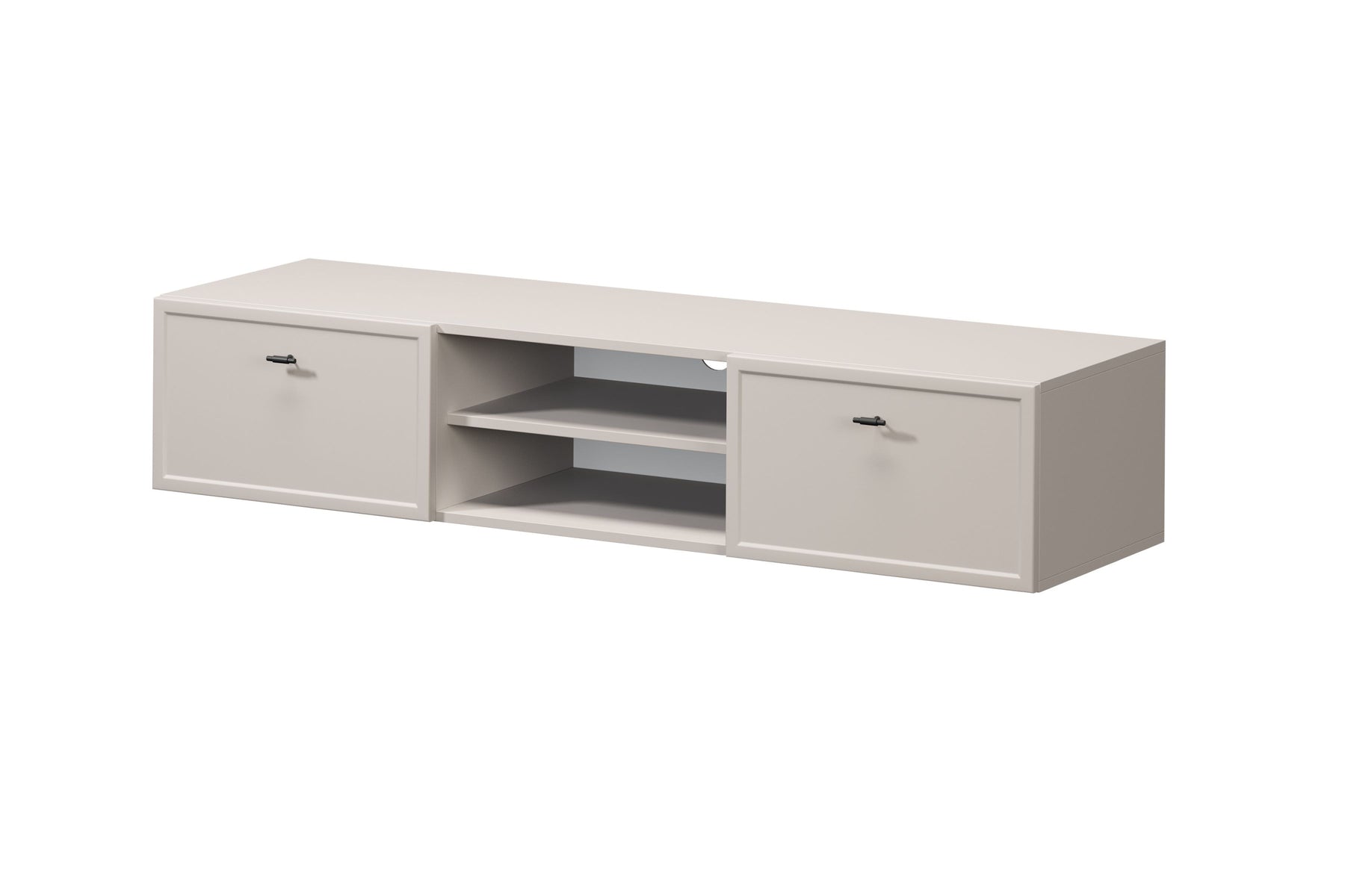 Mobile TV 2 cassetti cashmere con maniglie nere Lora 150 cm