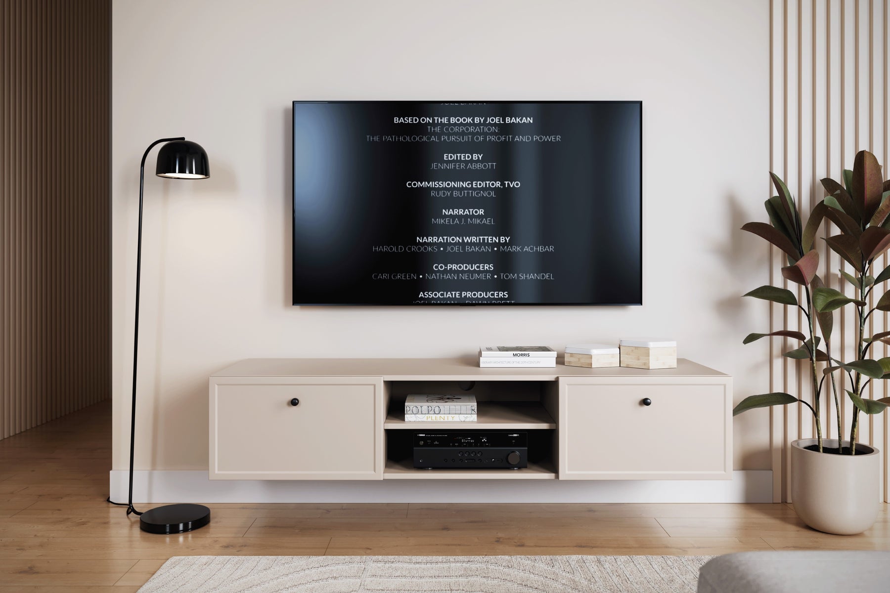 Mobile TV 2 cassetti cashmere con maniglie nere Lora 150 cm