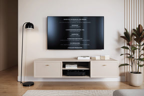 Mobile TV 2 cassetti cashmere con maniglie oro Lora 150 cm