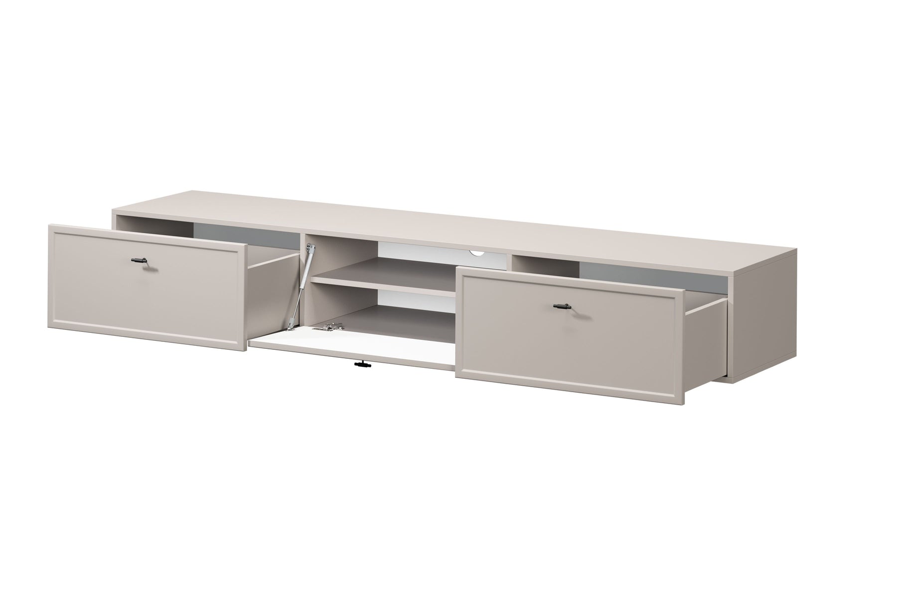 Mobile TV 1 anta 2 cassetti cashmere con maniglie nere Lora 200 cm