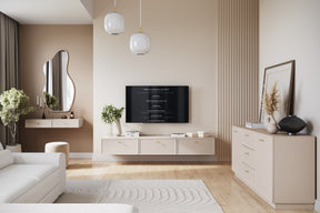 Mobile TV 1 anta 2 cassetti cashmere con maniglie oro Lora 200 cm