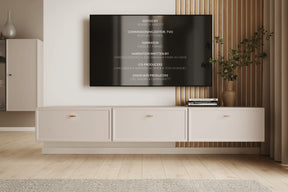 Mobile TV 1 anta 2 cassetti cashmere con maniglie oro Lora 200 cm