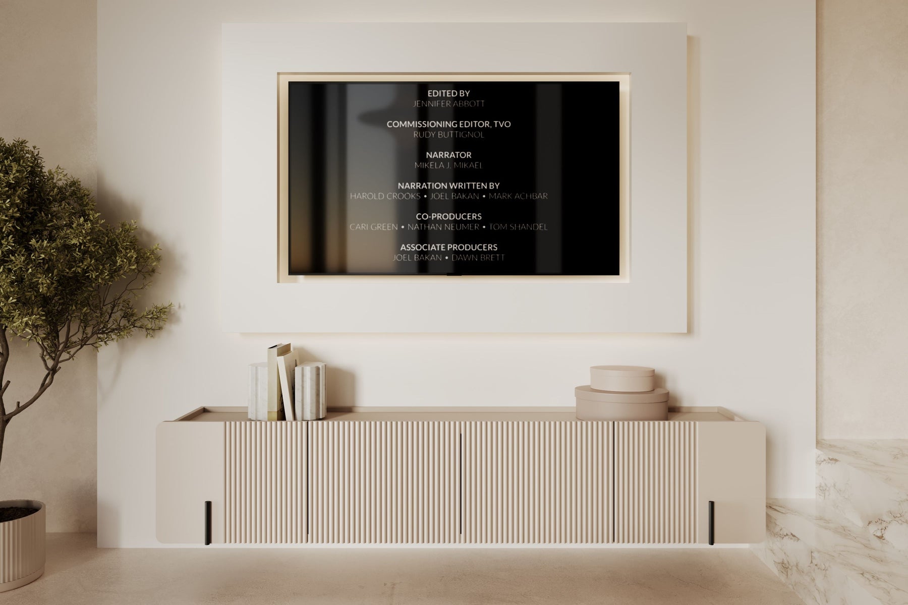 Mobile TV 2 ante 2 cassetti sospeso Miami 200x40 cm