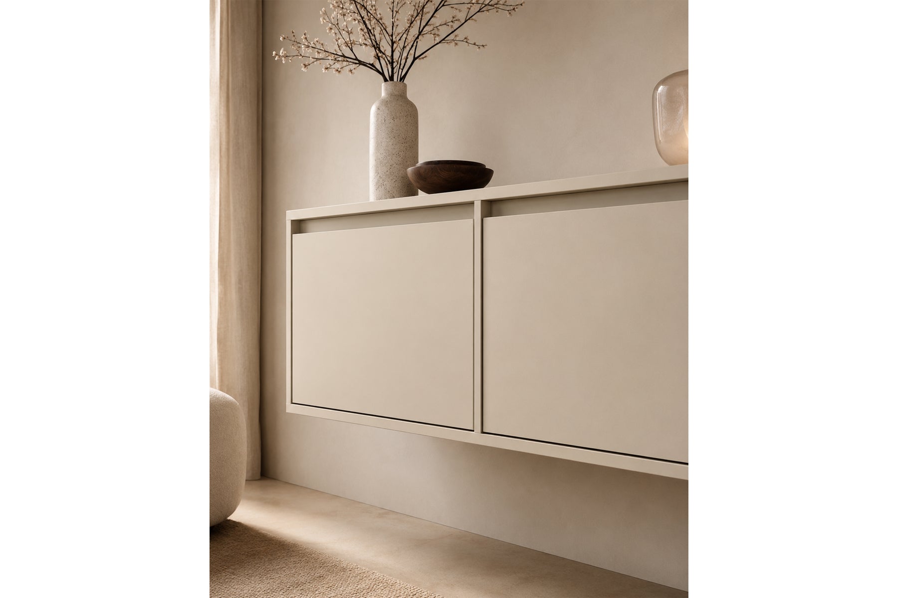 Mobile TV sospeso 4 ante in legno laminato Enha 180 x 39 cm