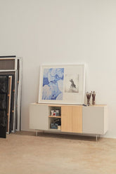 Madia 3 ante 3 cassetti legno rovere e cashmere Otto 180x78 cm