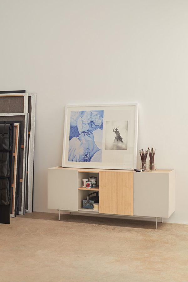 Madia 3 ante 3 cassetti legno rovere e cashmere Otto 180x78 cm