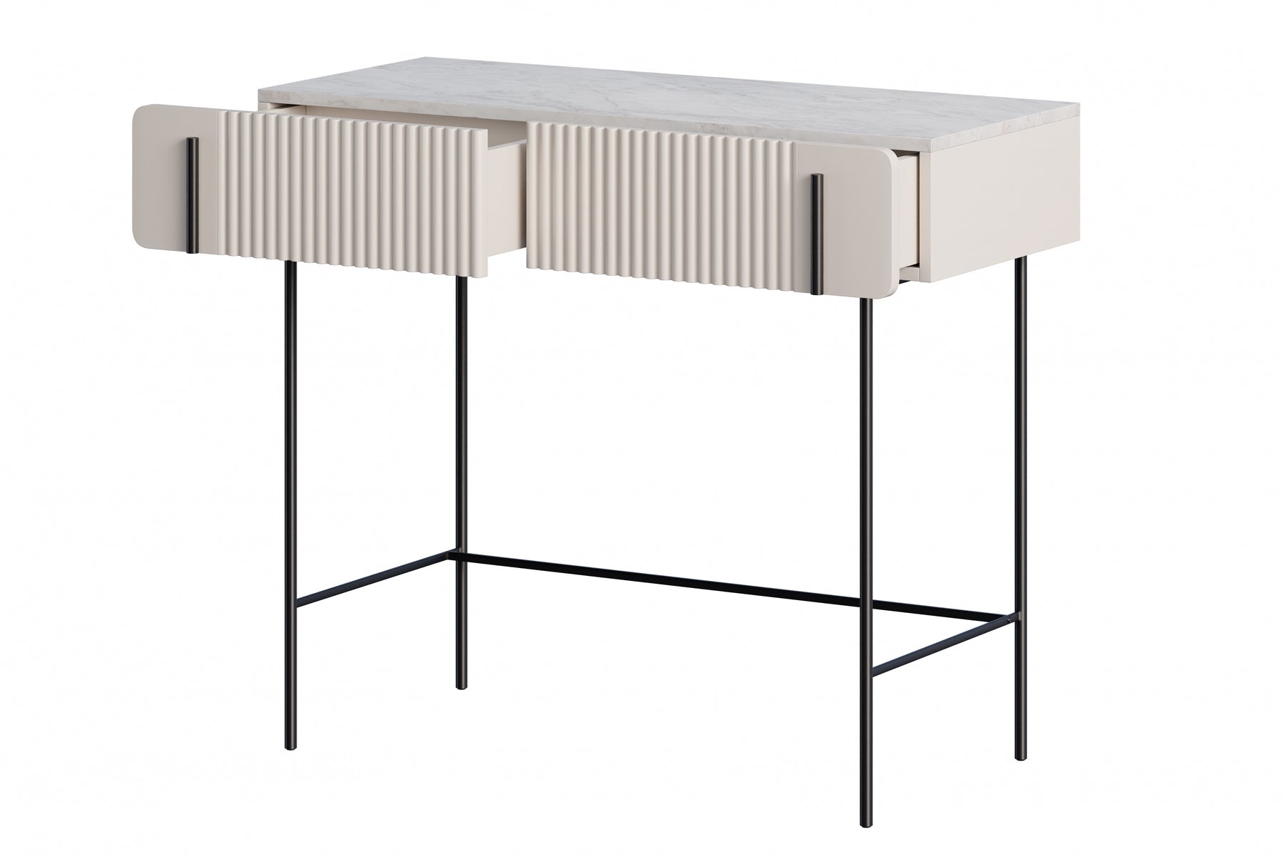 Consolle 2 cassetti con gambe in metallo Miami 100x85 cm