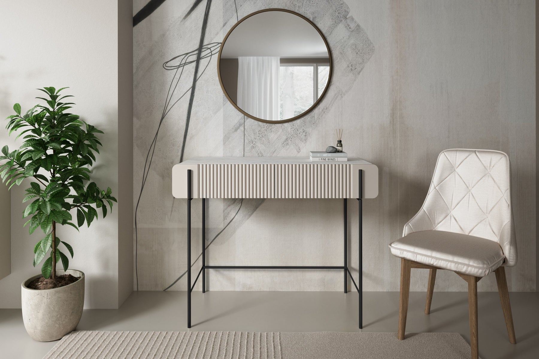 Consolle 2 cassetti con gambe in metallo Miami 100x85 cm