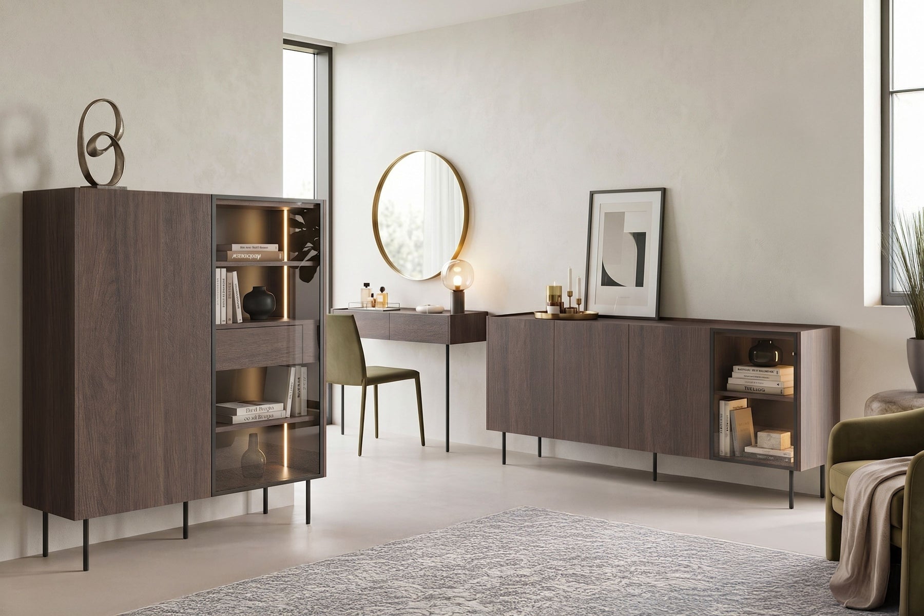 Credenza 2 ante e 2 cassetti con gambe in metallo Ohra 120 x 40 cm