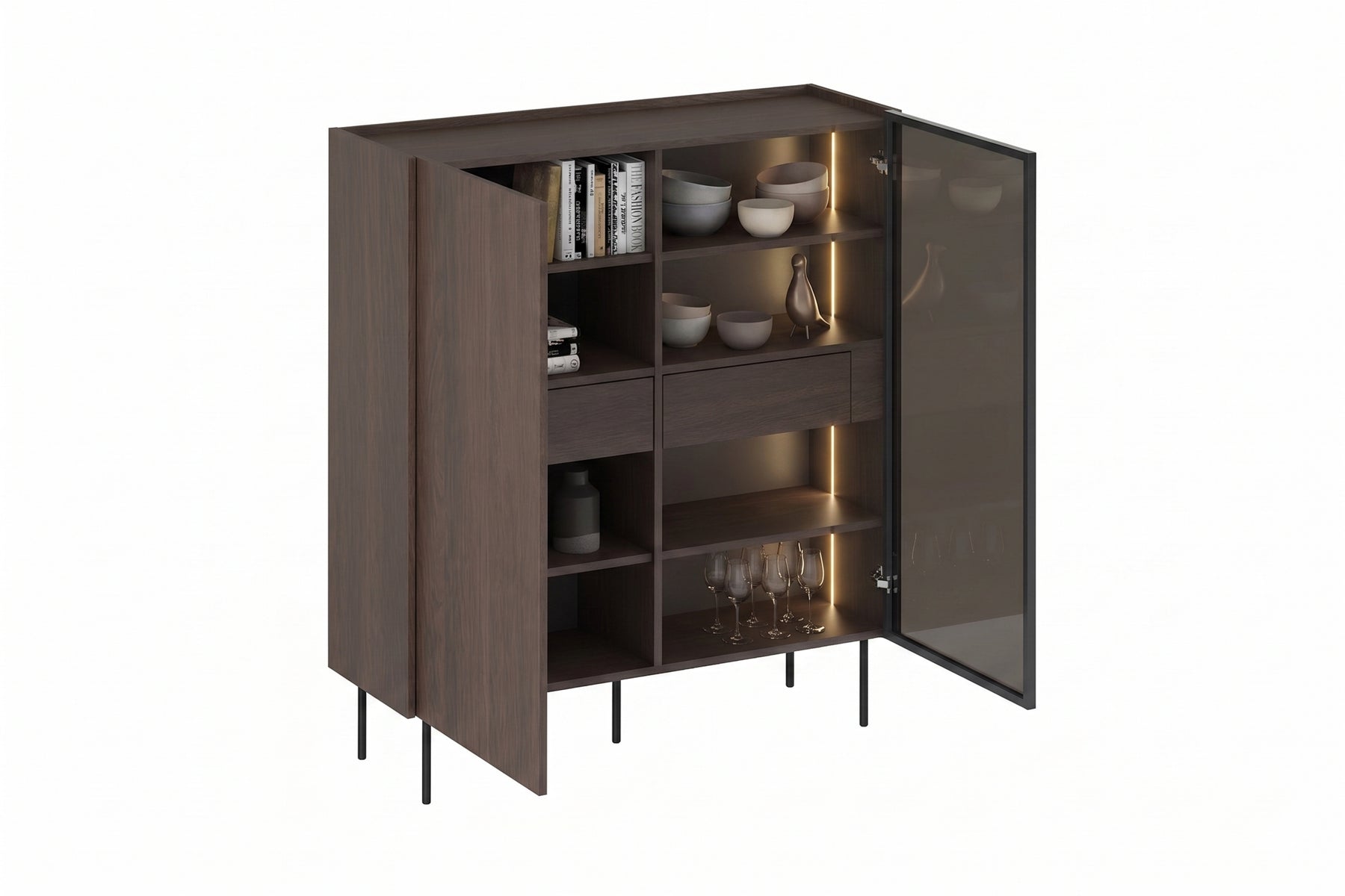 Credenza 2 ante e 2 cassetti con gambe in metallo Ohra 120 x 40 cm