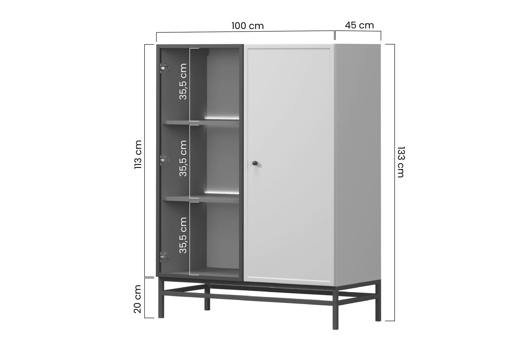 Vetrina 2 ante cashmere Lora 100x45 cm