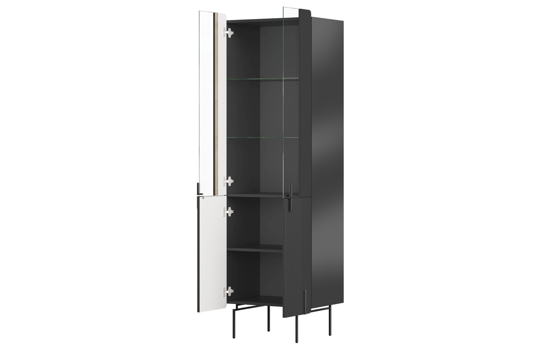 Vetrina 4 ante con piede in metallo Miami 60x190 cm
