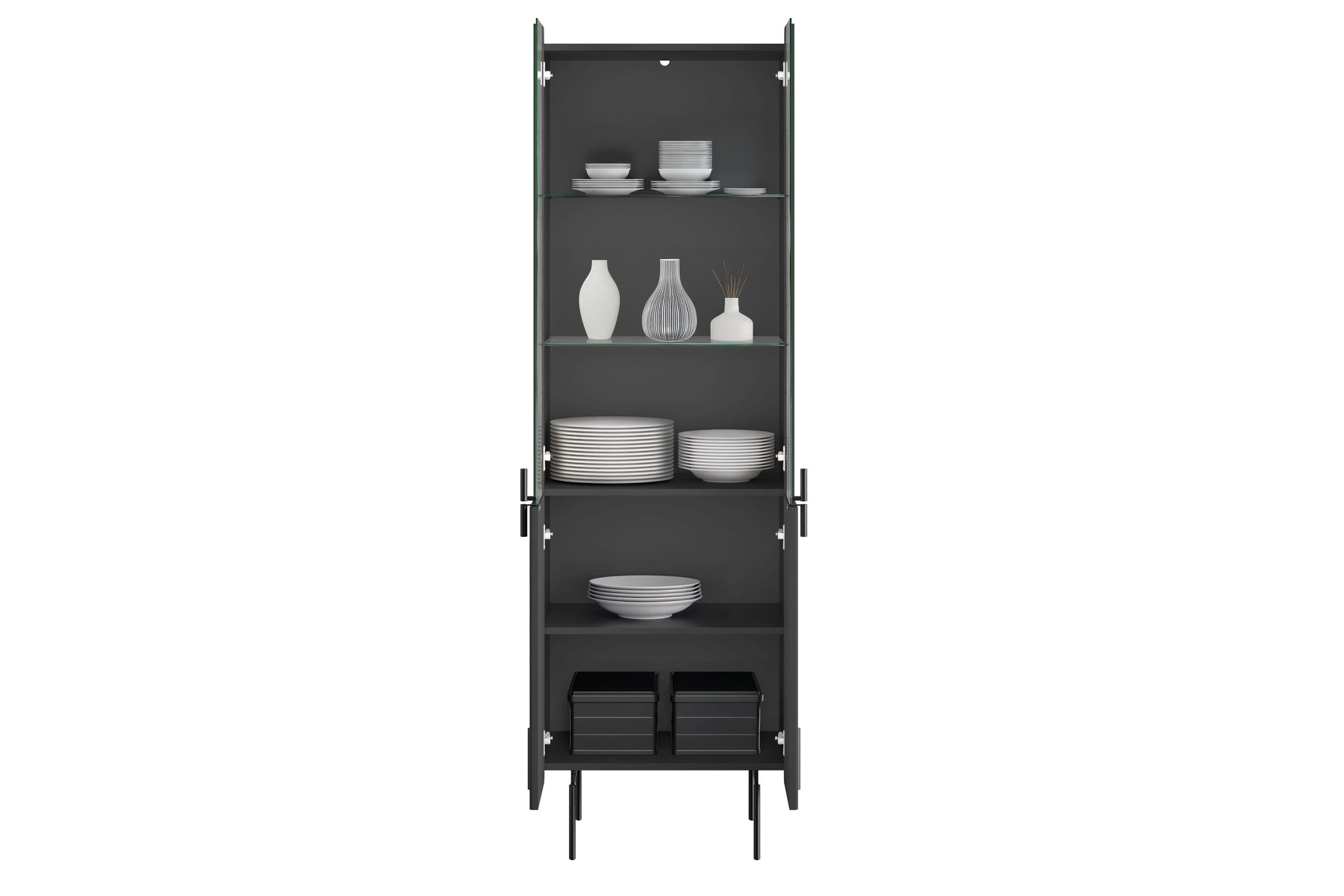 Vetrina 4 ante con piede in metallo Miami 60x190 cm
