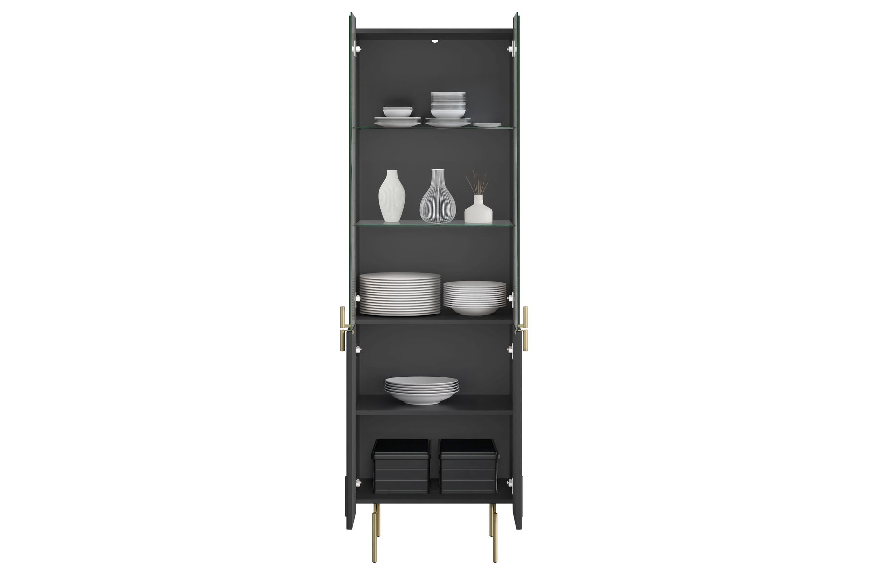 Vetrina 4 ante con piede in metallo Miami 60x190 cm